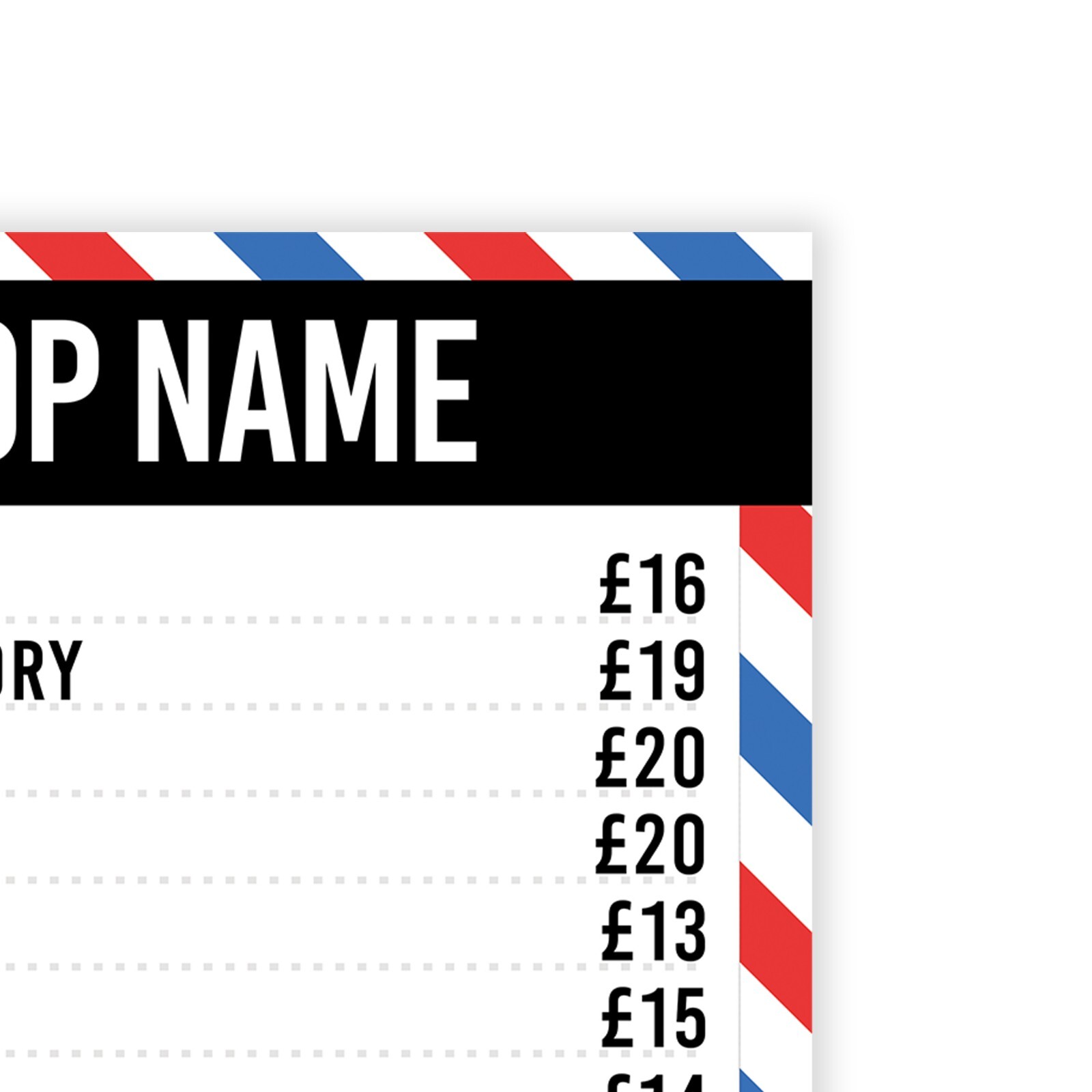 Barber Shop Poster Price List Advertisement Salon Sign Prices A4 A3