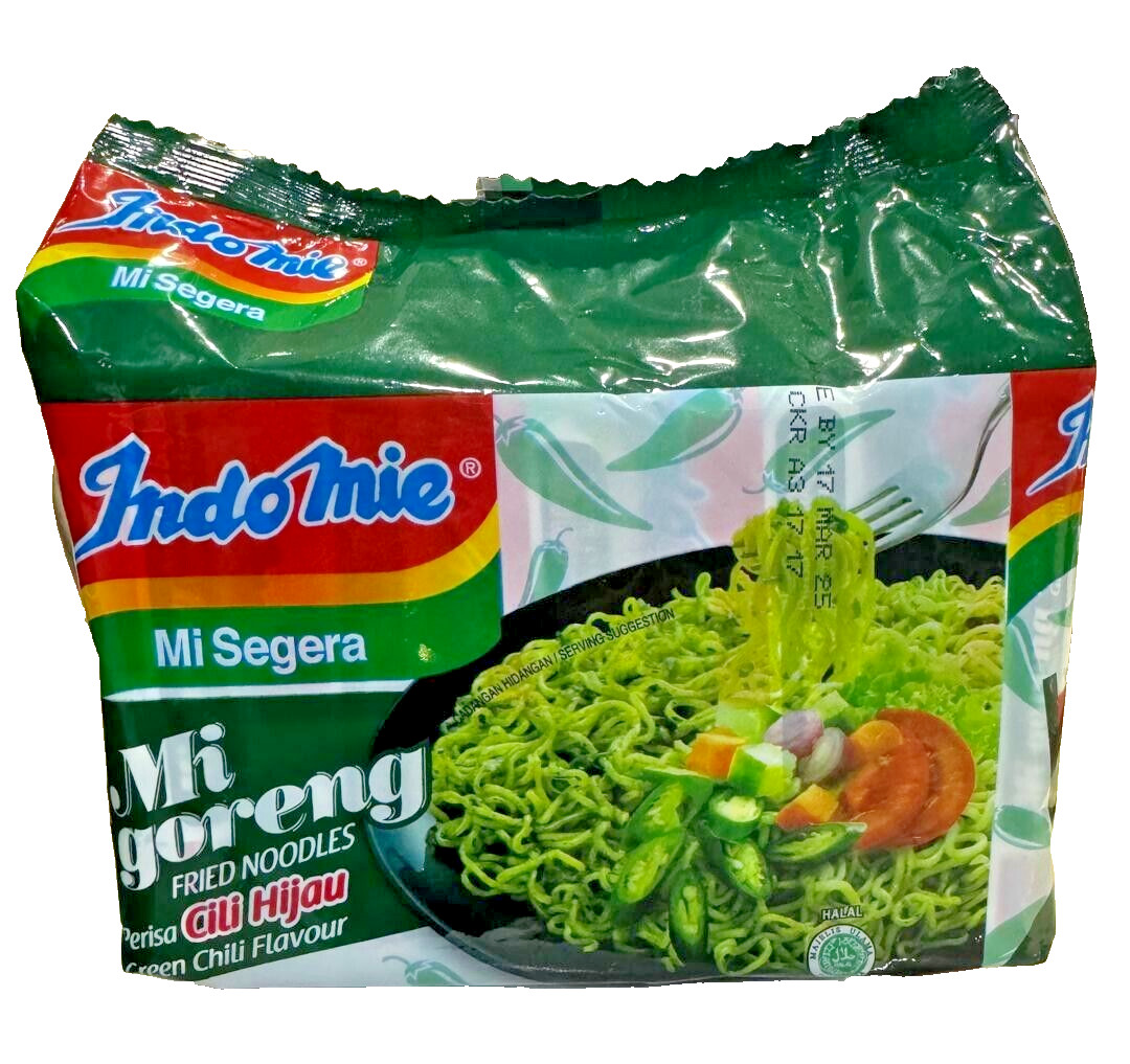 Indomie Instant Fried Noodles Green Chilli Flavour 85g x 5 - 1 Pack