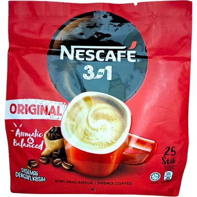 NESCAFE 3 in 1 Original Premix Coffee 18g × 25 Sticks (Pack of 1)
