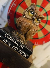 Owl ceramic coin bank figurine vintage Mid Century Patina Decor Nature Statue