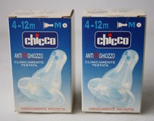 2X VINTAGE 90'S CHICCO ANTI HICCUP SILICONE TEAT FEEDING PACIFIER ITALY NEW NOS