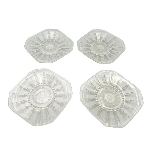 VTG Mid Century Modern Federal Columbia Clear Glass 5in Dessert Plates Set of 4