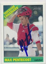 Max Pentecost Vancouver Canadians Autographed 2015 Topps Heritage Card #180