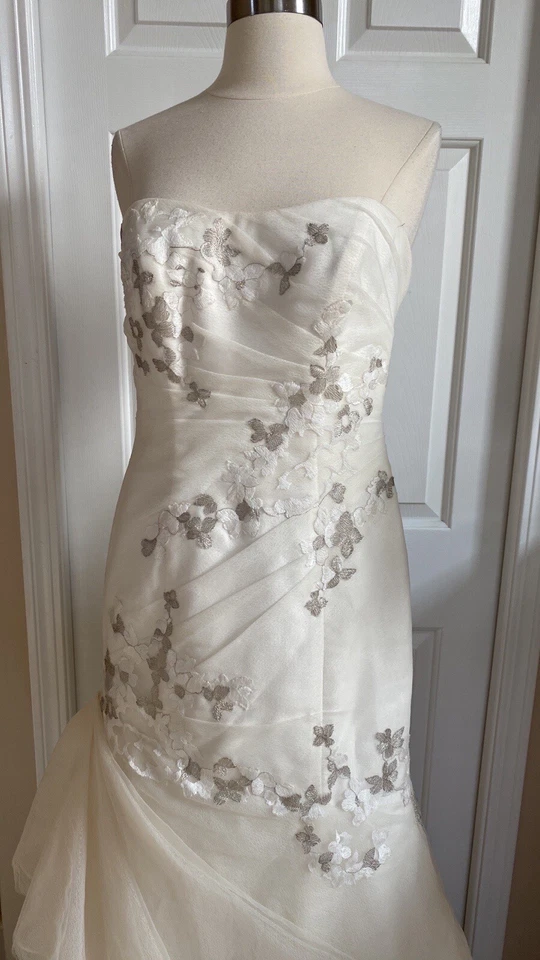 Слоновой кости Галина свадебное платье платье размер 6 юбка слоев не пуф тюль - Изображение 3 из 4