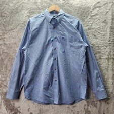 Ariat Pro Series Mens L Blue Micro Check Button Down Western Shirt Moisture Wick