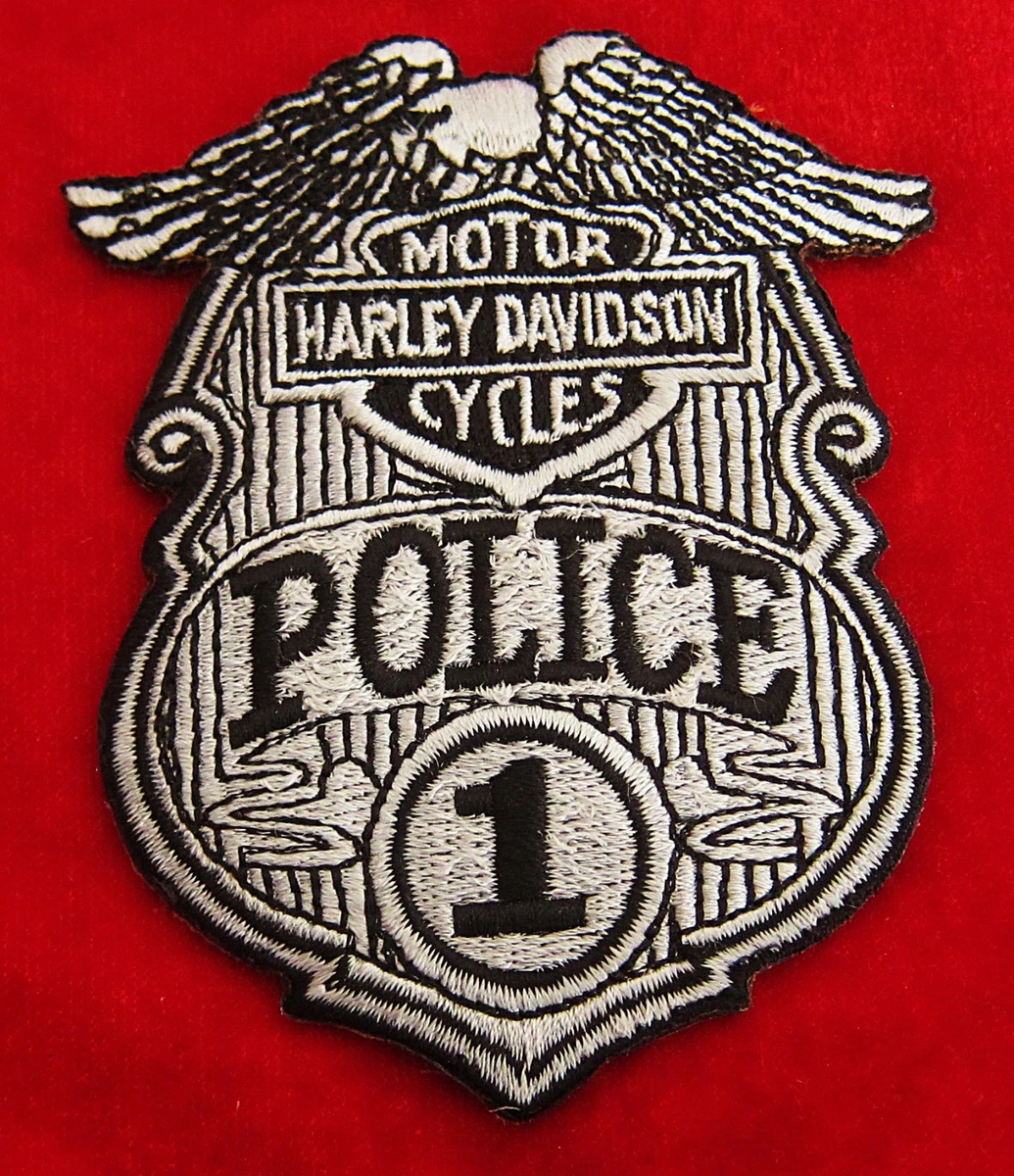 obsolete police badges, Convolut 6 x Abzeichen + 1 Harley Davidson patch