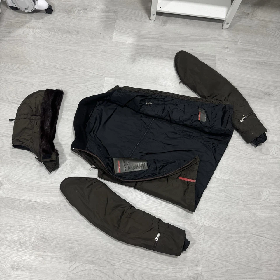 Vintage Prada Linea Rossa 3-in-1 Technical Nylon Jacket Made in Italy – Size 42 - Image 2 of 4