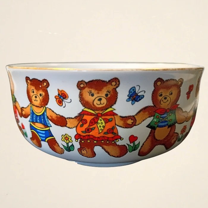 Conjunto de jantar vintage Bear Friends Action Industries Japão criança 3 peças - Imagem 4 de 4