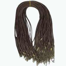 20Pcs 1.5/2Mm Brown Waxed Cord Necklace String Bracelet Faux Leather Chain Clasp — image 10