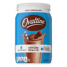 Ovaltine Rich Chocolate Drink Mix Powdered Drink Mix for Hot Milk 12 OZ Canister