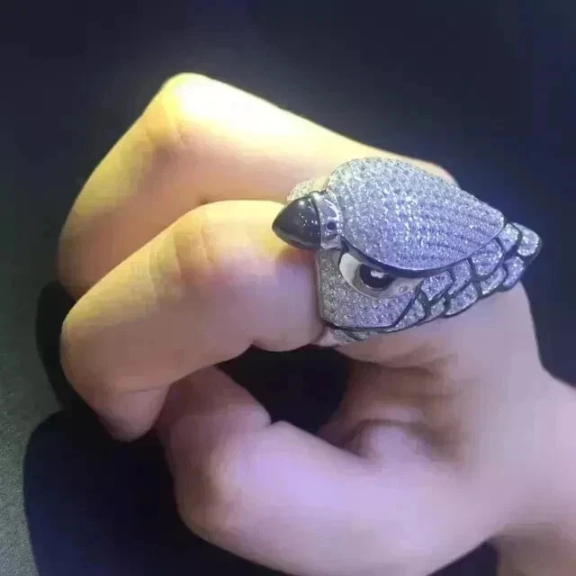 3Ct Round Cut Lab Created Diamond Eagle Face Cluster Ring 14K White Gold Plated - Image 4 of 4