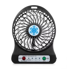 Portable USB Mini Fan 3-Speed Desk Cooling Fan with LED Light Rechargeable Black