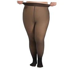  Fleece Lined Tights Women Plus Size Fake Translucent X-Large-XX-Large Black