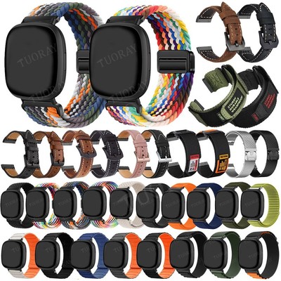 Für Fitbit Sense 1 2 Versa 3 4  Metall Nylon Leder Armband Ersatz Uhrenarmband