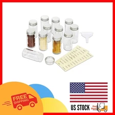 12-Pack Spice Bottle Set with Labels and Funnel for Kitchen Aesthetics