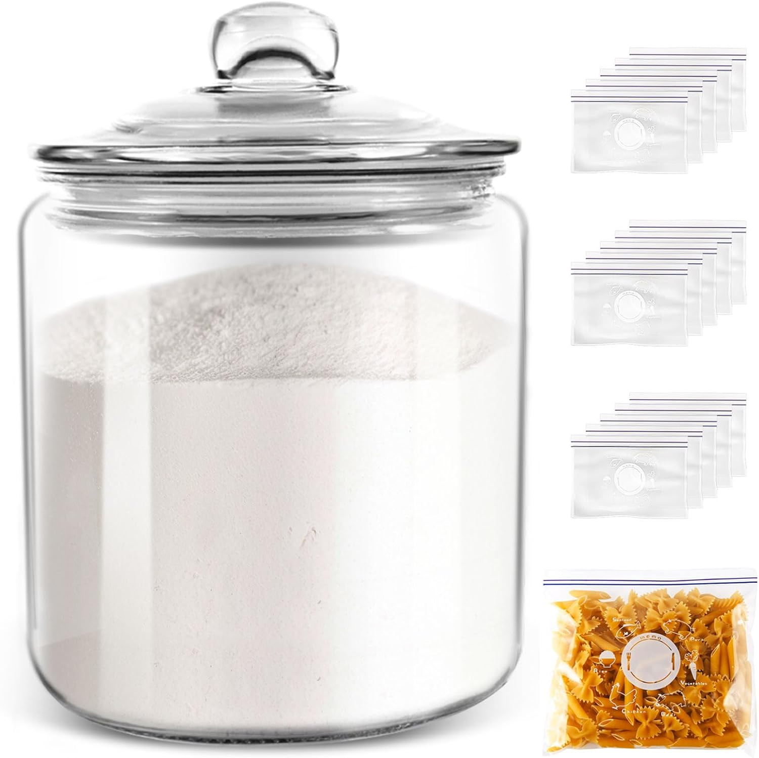 Barattolo per Biscotti in Vetro, Barattolo Vetro Con Coperchio, Vaso Di Conserva