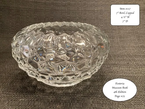 VERY SCARCE--FOSTORIA AMERICAN--7" BOWL, CUPPED--1939-1978