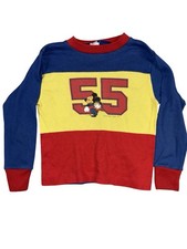 Vintage Mickey Mouse 55 Long Sleeve Shirt Kids Size 7 Color Block Walt Disney