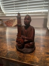 Vtg African Wooden Carved Figural Fertility Musical Instrument 8” Collectible