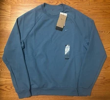 NWT! Mens Nike Primary Fleece Dri-Fit UV Performance Crew Blue M FZ0971-429