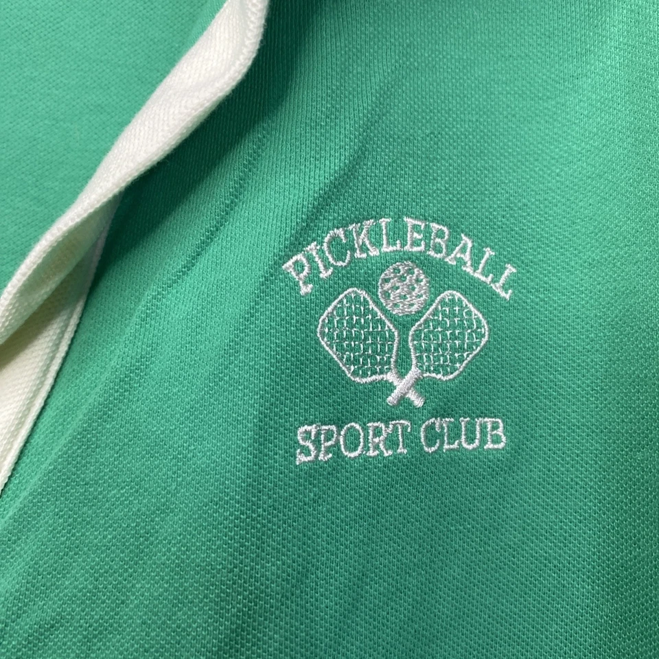 Womens Crane Pickleball Sport Club Shirt Green Short Sleeve 23x23 Boxy XL - Image 2 of 4