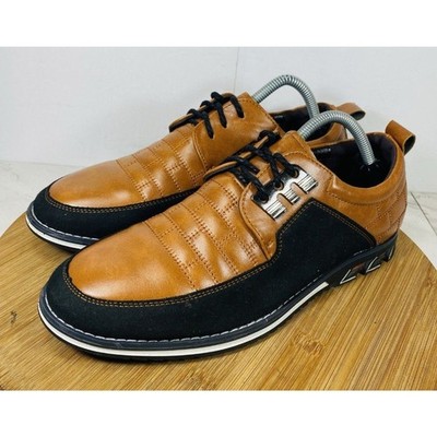 Oxford Derby Brown/Black Faux Leather Shoes Mens 9.5