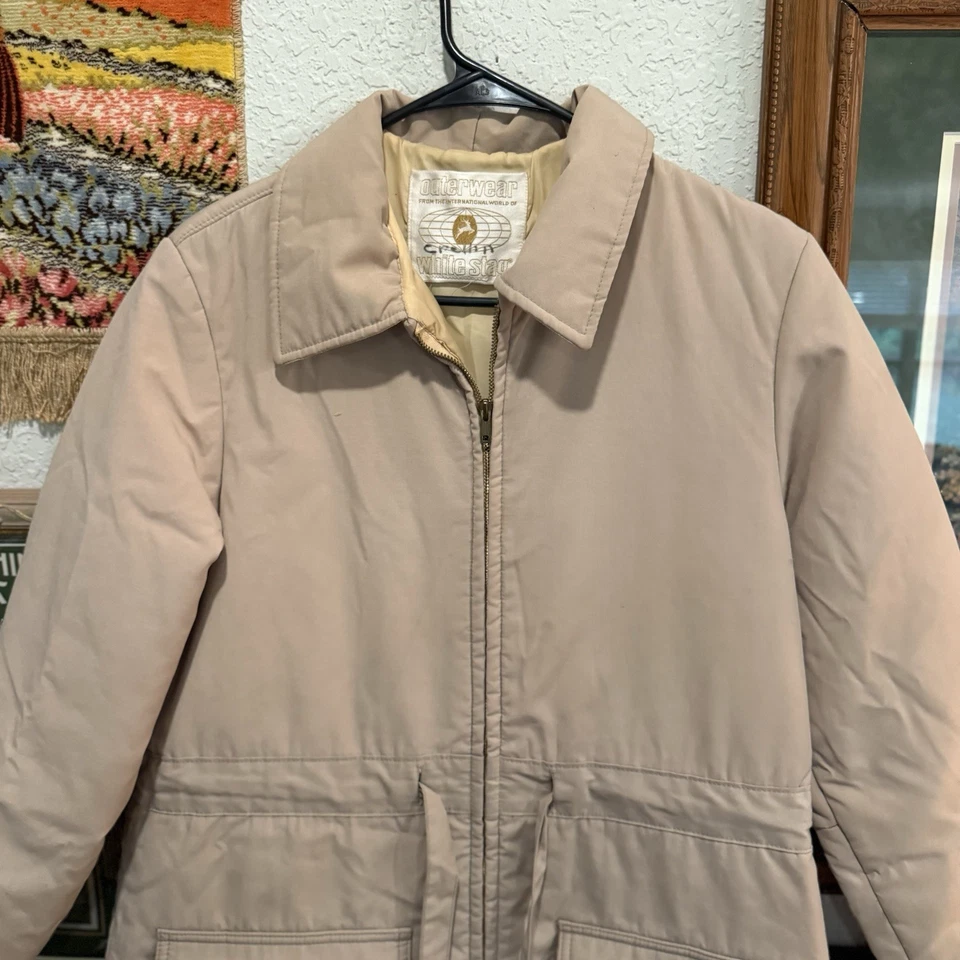 Chaqueta de bombardero de esquí acolchada marrón vintage años 70/80 blanca ciervo para mujer talla grande Foto 3 de 4