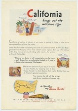 Union Pacific Railroad California Hangs Out the Welcome Sign 1946 Vintage Ad