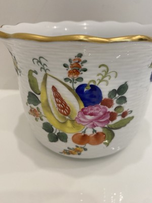 Herend Porcelain Fruits and Flowers Pattern medium Cache Pot 