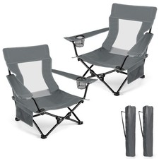 HaSteeL 2Pcs Folding Beach Lawn Chairs - Grey