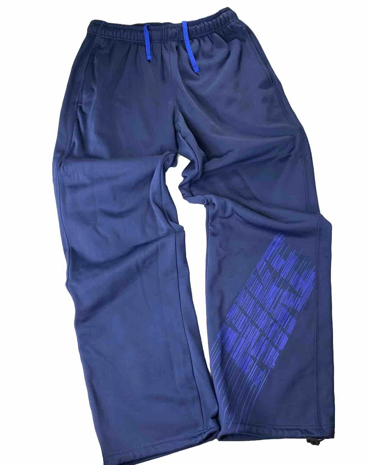 Nike Therma Fit Sweatpants Track Mens XL Tall Fleece Lined Baggy Blue Drawcords