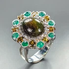 Jewelry ring Green Sapphire Ring 925 Sterling Silver Size 7.5 /R468038