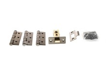 Latch and hinge Pack - With Fixings - 1 latch 3 hinges - Black Nickel
