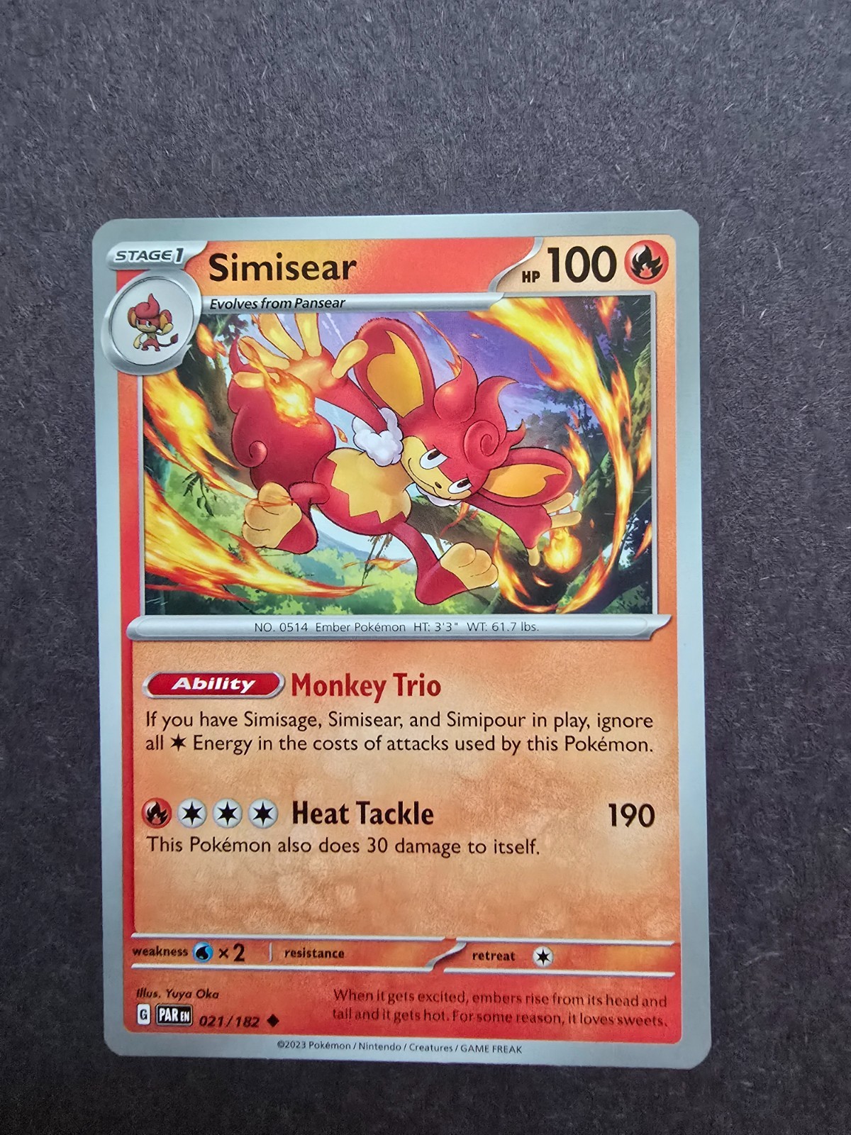Simisear 21/182 Pokemon S&V: Paradox Rift