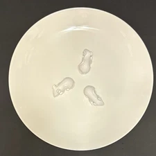 Ceramic Charcuterie Serving Platter Round White 16” Mouse Figures (3) applied