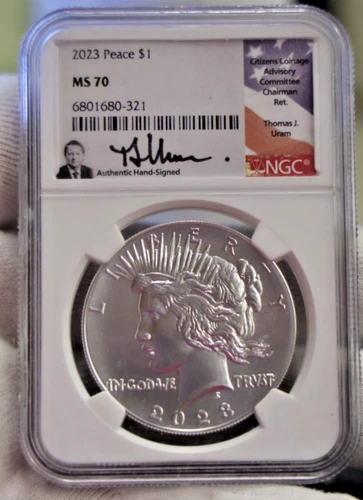 2023 US Peace Silver Dollar NGC MS70 Uram Signed