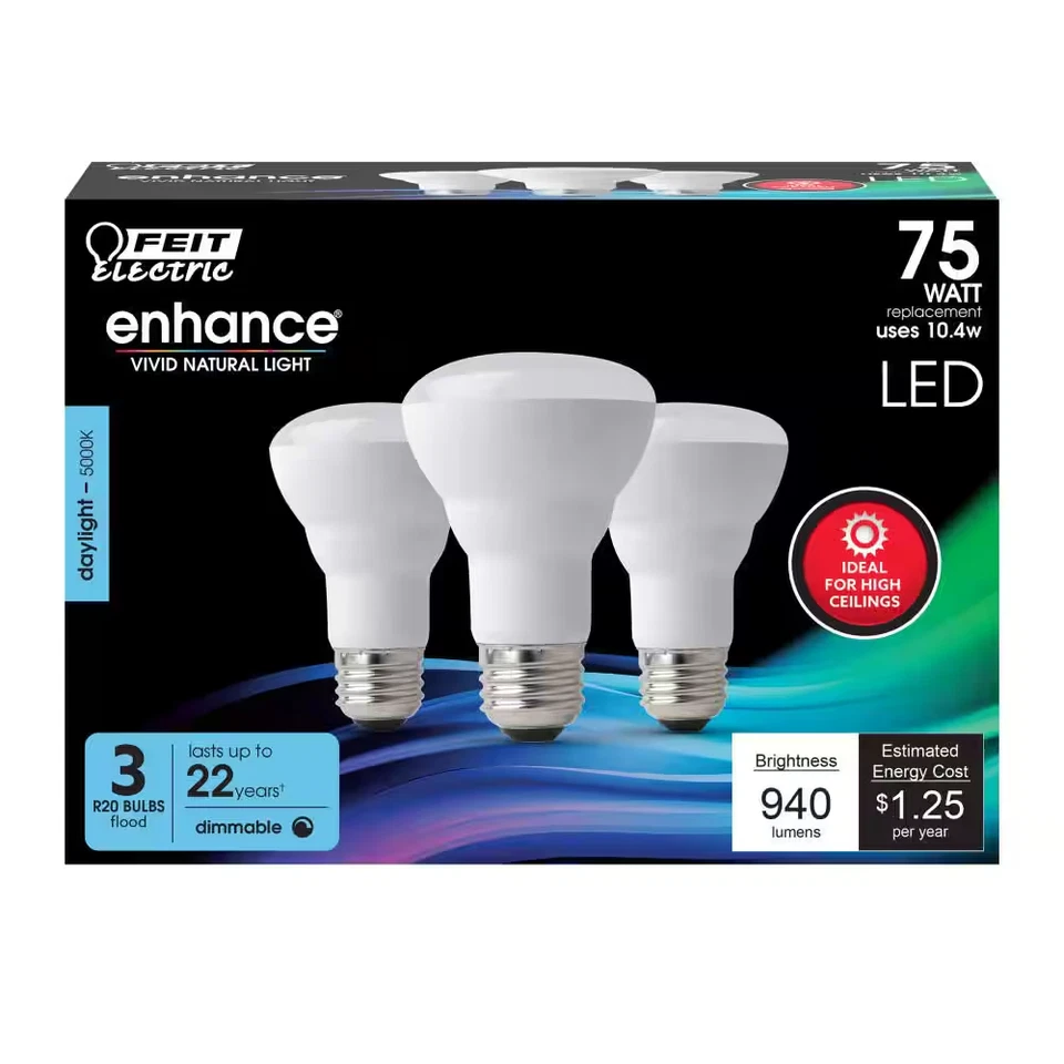75-Watt Equivalent R20 Dimmable Enhance 90+ CRI Track CEC Title 20 E26 Flood LED - Image 3 of 4