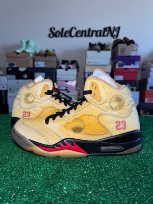 Jordan 5 Retro Off-White Sail, Size 8.5, Pre-Owned With Zip Tie