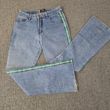 Vintage 80s PARIS BLUES Juniors Size 7 Striped Flare Boot Cut Blue Jeans