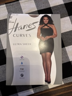 Hanes Curves Ultra Sheer 3x /4x Nude Tights Pantyhose