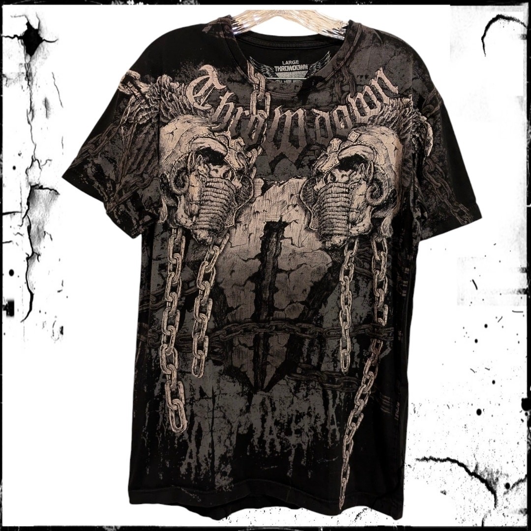 THROWDOWN by Affliction Double Skull 2 Chains Muz… - image 1