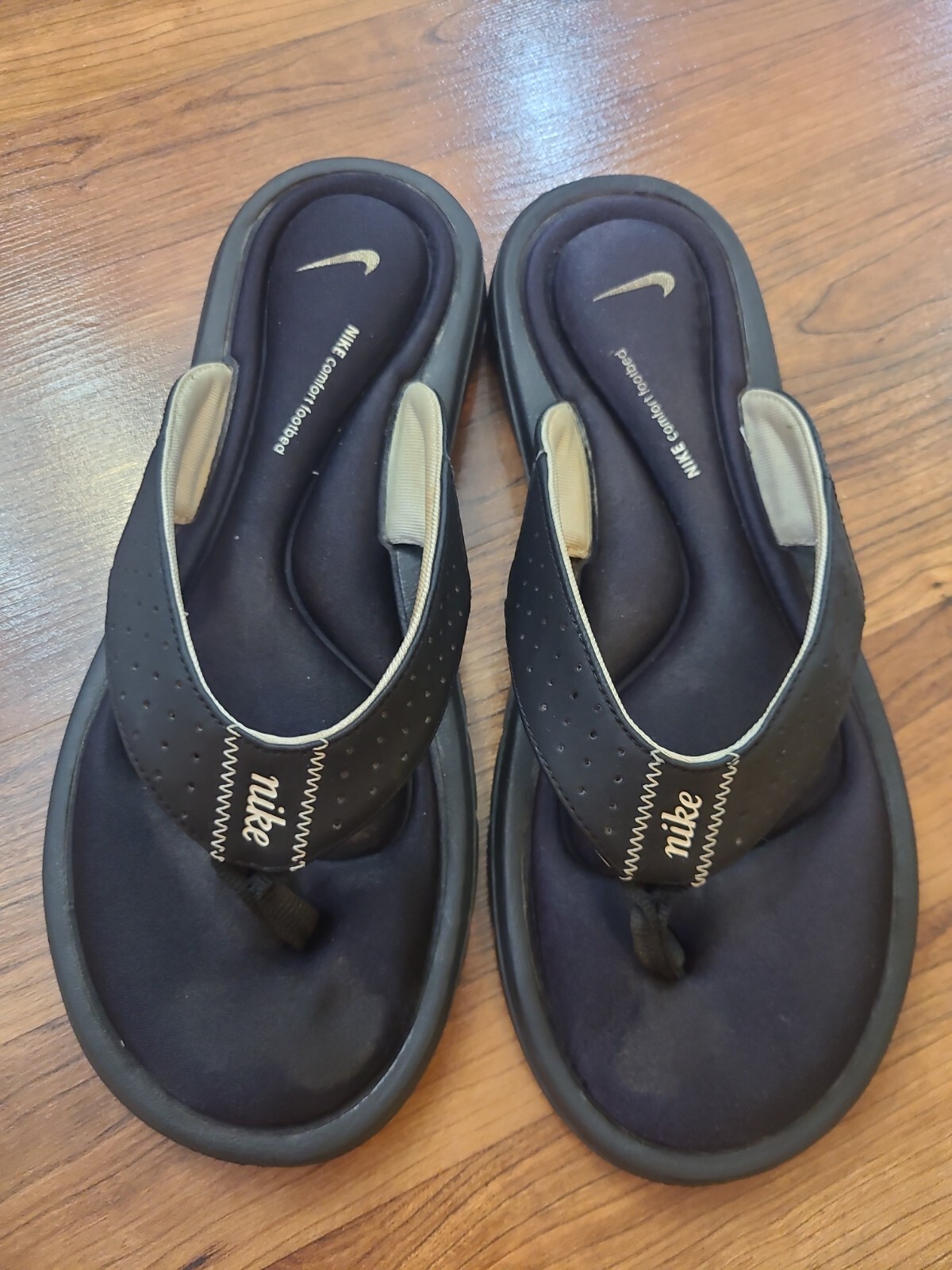 Nike Women's Black Comfort Footbed Thong Flip Flop Sa… Gem