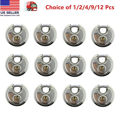 1/2/4/9/12 Pcs 70mm Stainless Steel Armor, Round Padlock with Shielded Shackle
