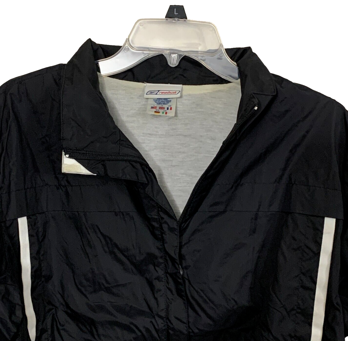 Reebok Size Large Jacket Lined Windbreaker Men's Nylon Black