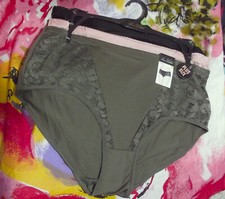 3 NEW PRIMA VALENTINA 871079X PLUS SIZE GN LACE PANELS MF BRIEF PANTIES 3X