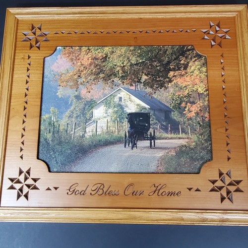 Fotografía Amish Yoder "Dios bendiga nuestro hogar" buggy tallado a mano marco impresión arte - Imagen 5 de 9