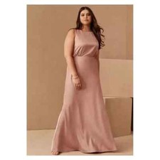 BHLDN Women’s Dusty Rose Satin Charmeuse Sleeveless Bridesmaid Maxi Dress - Sz 8