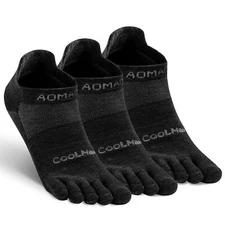 Toe Socks for Men & Women Athletic Coolmax 5-Finger Running Socks 3 Pairs