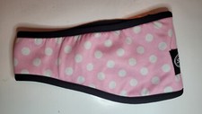 NWT Schampa Fleece-Lined Headband Poly/Cotton/Lycra White Polka Dots FLHBD002-58