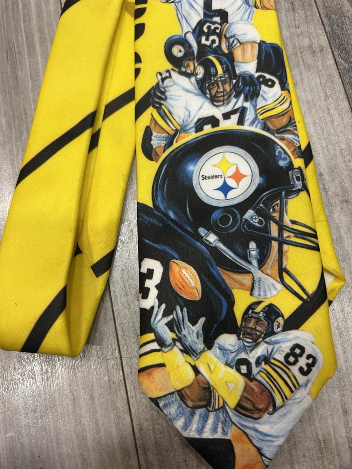 Corbata vintage NFL para hombre Pittsburgh Steelers amarilla Ralph Marlin 1990 EE. UU. Foto 2 de 4